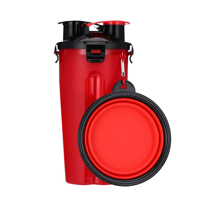 2 In 1 Folding Dogs Cats Feeder Water Food Bottle Outdoor Travel Pet Bowls