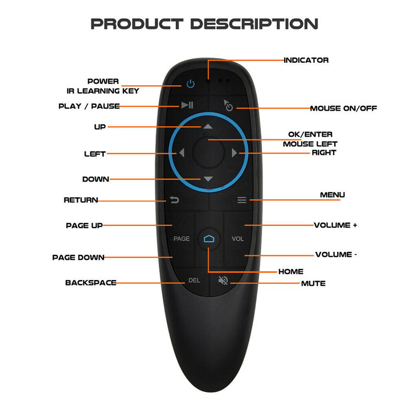 G10BTS Wireless Bluetooth Air Mouse 6-Axis Gyroscope 17 Keys Smart Remote