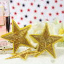 2x Golden STAR embroidered applique iron on patch badge motif DIY Sewing 5cmLJ