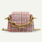 Women Woolen Messenger Shoulder Bags Mini Totes Flap Chain Handbag (Pink)