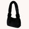 Women Fluffy Shoulder Bag Solid Plush Handbags Female Winter Totes (Black)