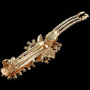 Rhinestone Accent Blue Leaves Detail Hair Clip Barrette for Lady Girls
