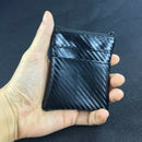 Men Women Leather Coin Card Key Wallet Pouch Carbon Fiber Mini Purse Zipper Bag