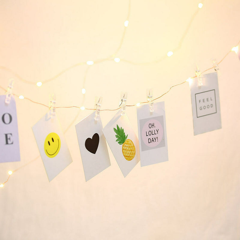 4xLED Light String w/ Clear Photo Clips for Indoor/Outdoor Decoration 100led