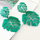 Hollowed Leaf Dangle Ear Stud Elegant Women Drop Earrings Jewelry (Green)