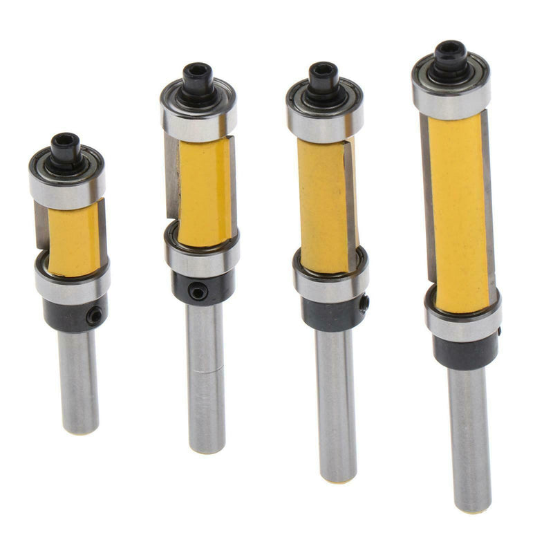 4pcs 1/4'' Shank Flush Trim Pattern Router Bit Set with Bearing Template Router