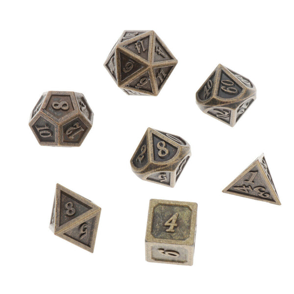 Set of 7Pcs Polyhedral Metal Dices Game Gice for  , DND MTG