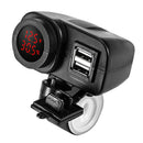 5V 2 USB Motorcycle Waterproof Phones Charger Socket Adapter Voltmeter Red