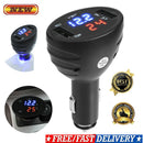 3 in 1 Car-Mounted Charger 12V/24V Dual USB Digital LED Thermometer Voltmeter
