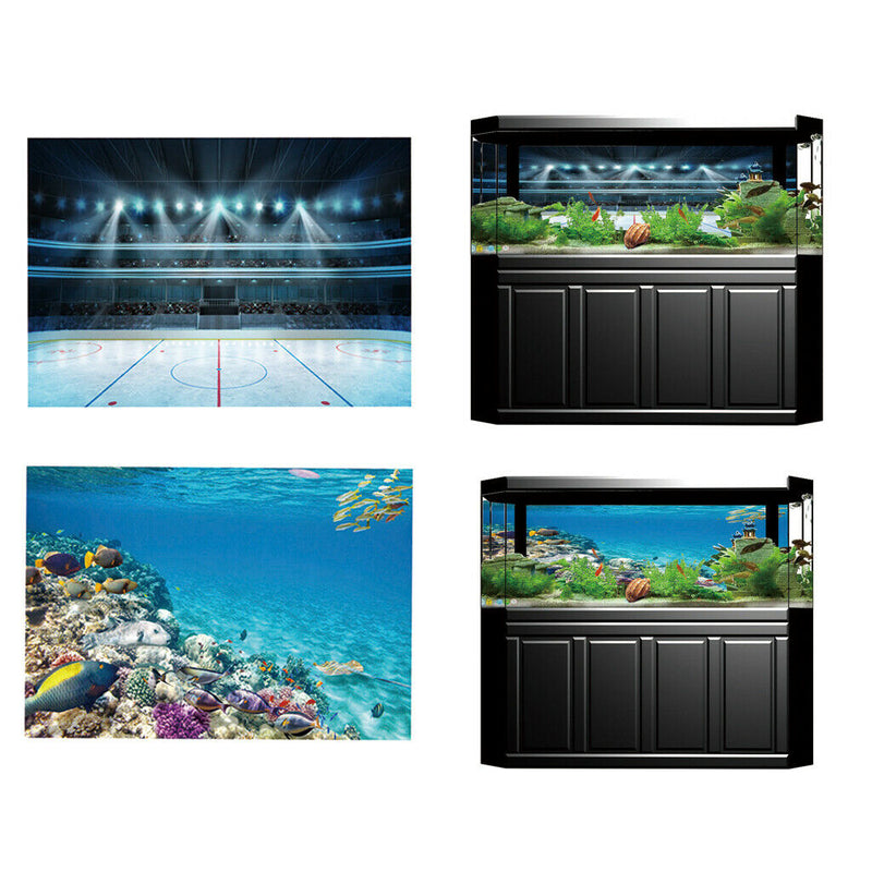 2 Pieces Decorative Aquarium Background Poster Fish Tank Backdrop Vivid