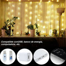 1m LED Fairy Lights Curtain USB String Remote Lamp (Warm White w/ Hook)