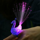 Peacock Shape Finger Light Colorful LED Light-up Rings Party Kids