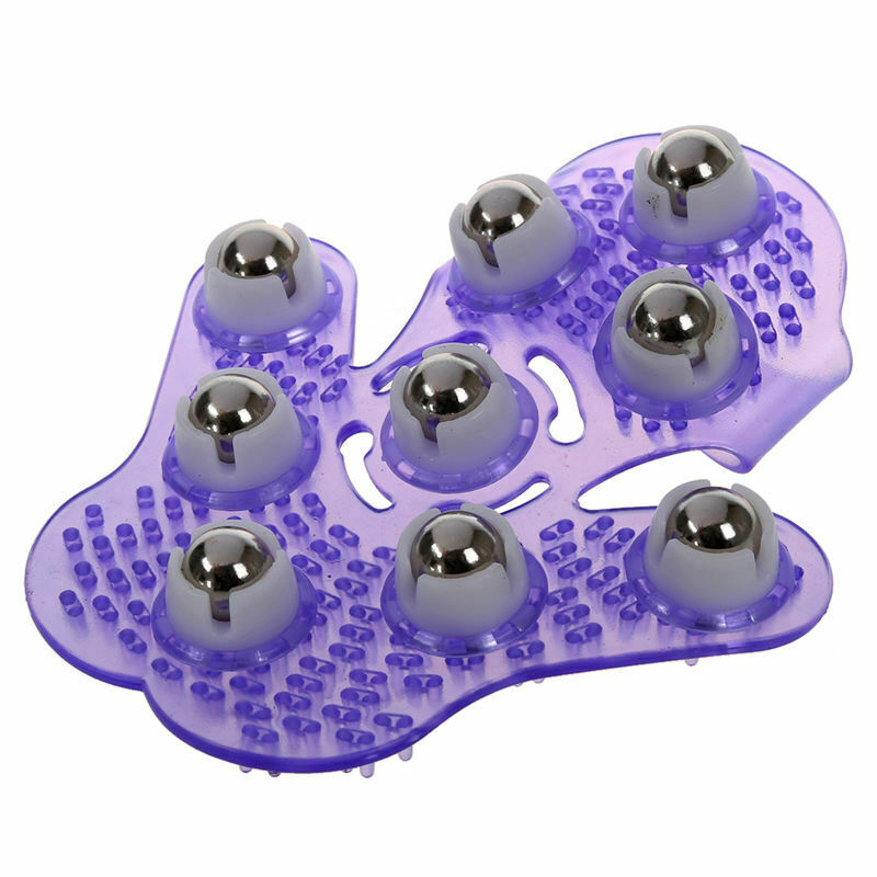 Metal Rolling Ball Massage Full Body Beauty Massager Glove Purple N3V5