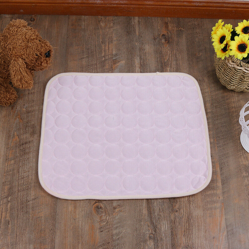 Summer Pet Cooling Ice Mat Cat Puppy Dog Sleeping Blanket Cushion (Pink L) A