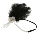 Retro 1920s Headpiece Black Feather Flapper Headband Great  Headdress