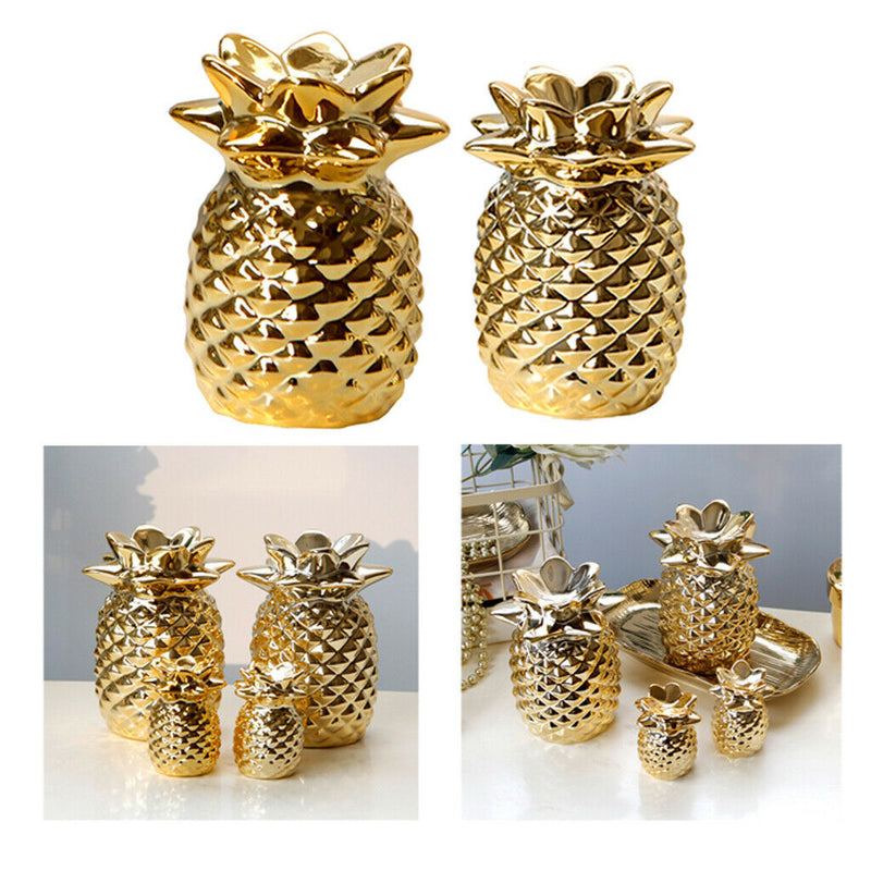 3x Ceramic Pineapple Shape Statue Desktop Display Home Office Cafe Decor