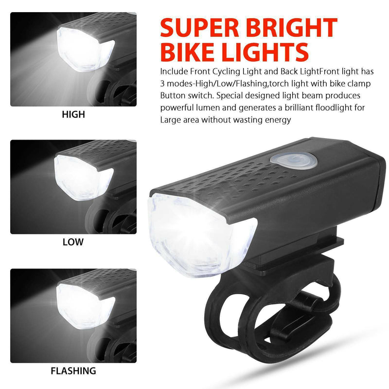 10000 Lumen Rechargeable Mountain Bike Lights Bicycle Torch Front + Rear Lamp !