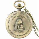 The Lion King To My Son Design Boy Quartz Pocket Watch Pendant Necklace Gifts