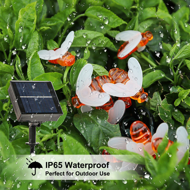 LED Solar Light Strings for Party Decor Bee Shaped Waterproof Night Outdoor Lamp