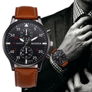 Luxury Dress Watch Mens Stainless steel Leather Analog Quartz Wrist Watch Black