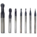 7Pcs Radius Ball Nose 2 Flutes Shank Spiral Deep Slotting Router Bits for C