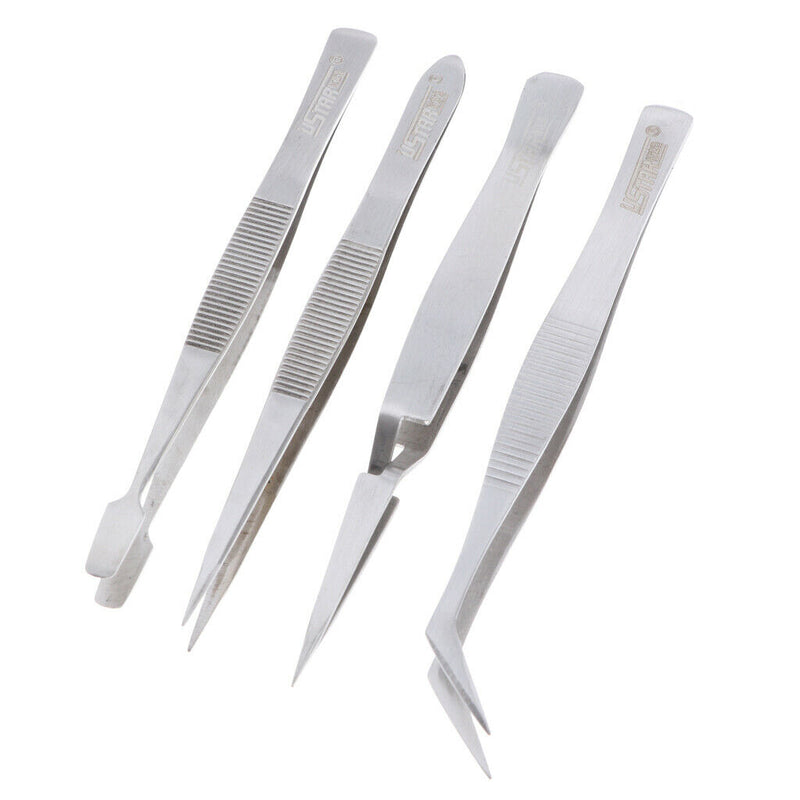 4 Pieces Tweezers Set - Craft Modle Building Jewelry Nail Art Hobby Picking Tool
