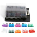 Blade Fuse Block ATO Fuse Box Holder w/ LED Indicator for Car Boat (10 Way) A