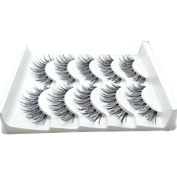 5Pair Natural Cross Eye Lashes Extension Makeup False Eyelashes Clear Band