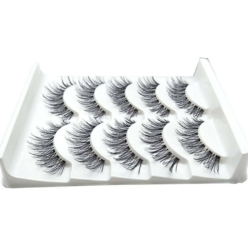 5Pair Natural Cross Eye Lashes Extension Makeup False Eyelashes Clear Band