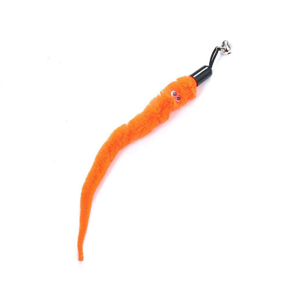 Pet Telescopic Feather Teaser Wand Rod Cat Toys w/Replacement Head (Orange)