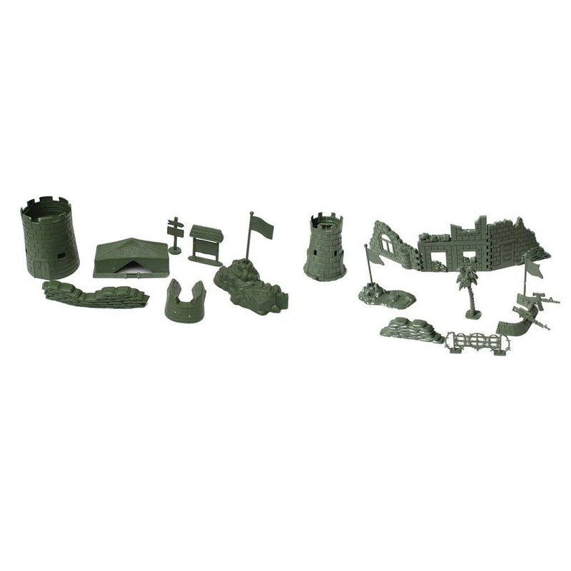 14Pcs Plastic Military Army Base of Blockhouse Sandbag Blindage Playset Arm