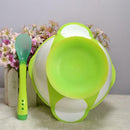 3pcs Toddler Baby Feeding Sucker Bowl with Spoon Green Lid Tableware