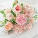 Simulated Rose Flowers 13" for Desktop Photo Prop Garden Ornament Light Pink