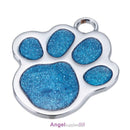 Stainless Steel Glitter Custom Pet Dog Tag Engraved Feet Card(Blue)