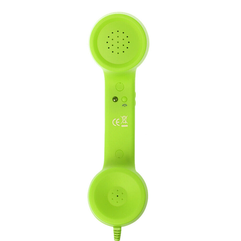 3.5mm Mic Retro Cell Telephone Handset Phone Classic Receiver Pink+Green