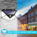 1pc 100LED Solar Motion Sensor Wall Light Waterproof Yard Security Lamp SN9F