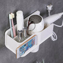 Hair Dryer Holder Wall Mounted Comb Shaver Storage Rack Cosmetic Organizer