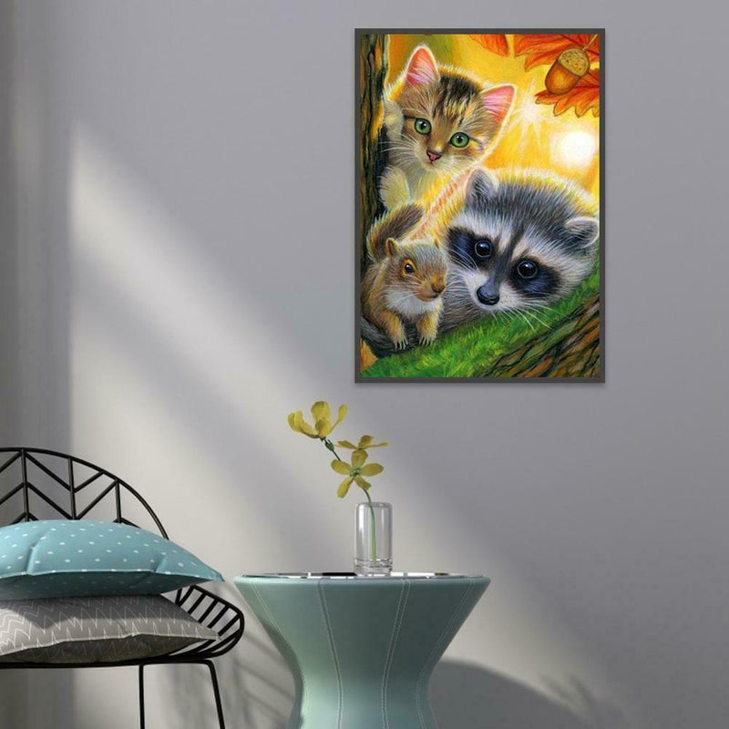 5D DIY Full Drill Diamond Painting Cute Animals Cross Stitch Embroidery Kit