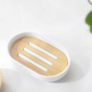 5Pcs Bamboo Bathroom Set Toilet Brush Holder Toothbrush Glass Cup Soap Disp