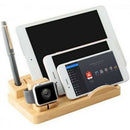 Bamboo Charging Station Docking Stations Organizer Stand For Multiple Device