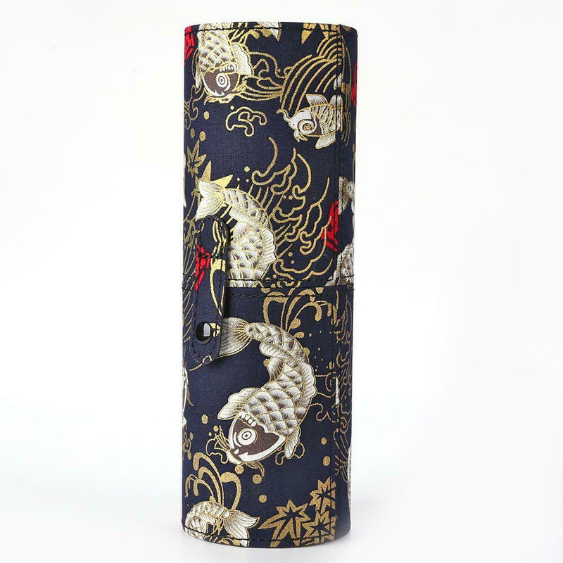 Retro Print Cloth Makeup Brush Holder Cosmetic Pens Storage Cup (Black S) A