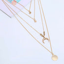 Women Multi-layer Chain Sequin Moon Pendant Crystal Choker Necklace Jewelry