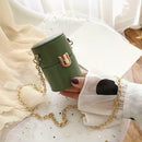 Mini Shoulder Handbags Leather Women Chain Crossbody Bucket Bags (Green) A