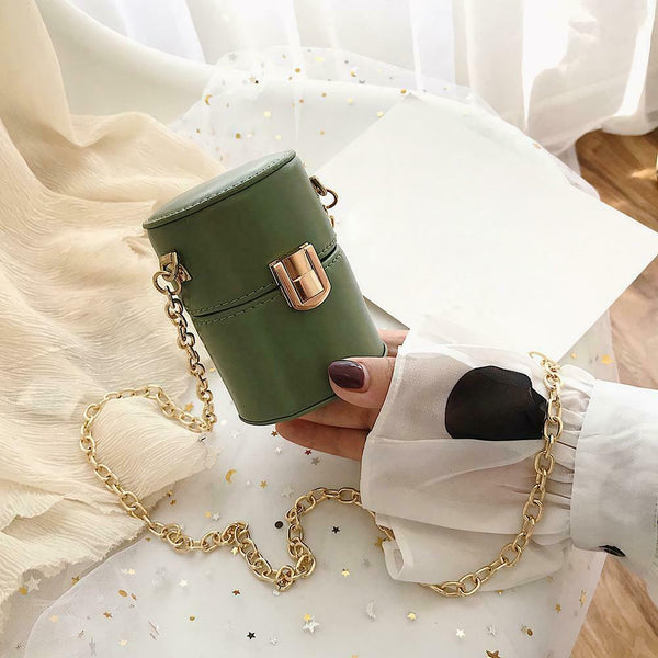 Mini Shoulder Handbags Leather Women Chain Crossbody Bucket Bags (Green) A#S