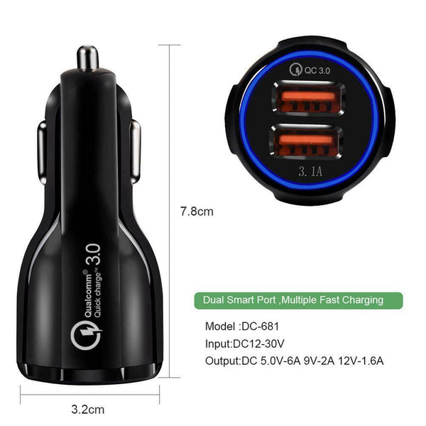 Quick Charge QC 3.0 USB Car Charger 3.1A Fast Charging Charger Adapter #gib