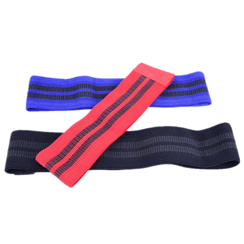 Red+Blue+Black Hip Band Yoga Booty Leg Loop Squat-Resistance Band w/Carrying Bag