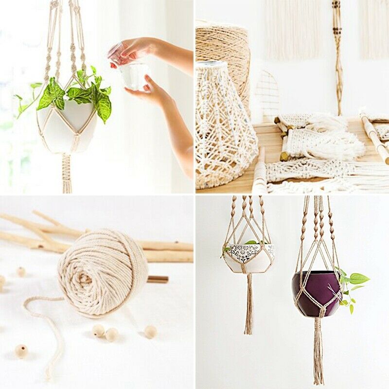2 Pcs Macrame Plant Hanger Indoor Outdoor Hanging Planter Basket Jute Rope