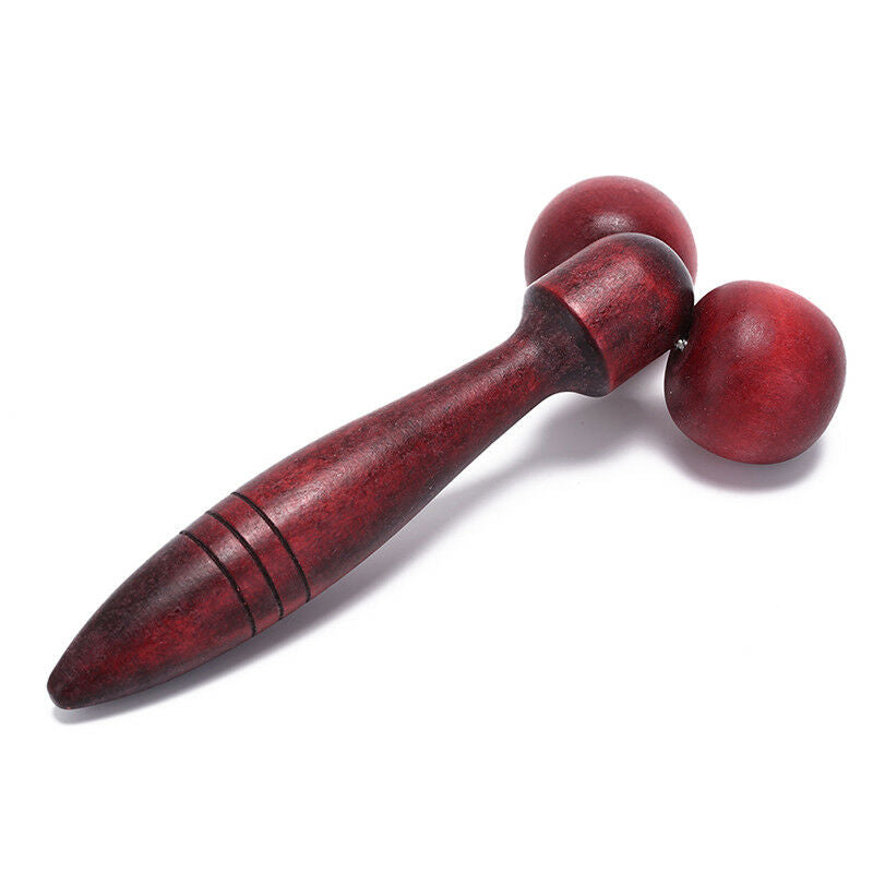 wooden ball roller massager tool reflexology hand face body relax random colo.AU