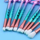 10pcs Mermaid Tail Cosmetic Brush Soft Nylon Hair Diamond Moon Brushes Set