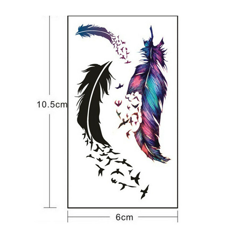 rge Feather Pattern Removable Waterproof Temporary Tattoo Body Art Stickers  TO